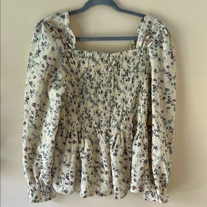 SHEIN Pale yellow Smocked Ruffled Blouse